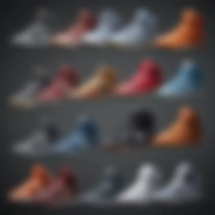 A timeline depicting the evolution of Nike hi-top trainers.