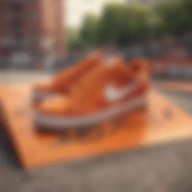 Urban Expression: Nike's Influence on Skate Culture Artistic graffiti wall featuring orange Nike branding in a skate park