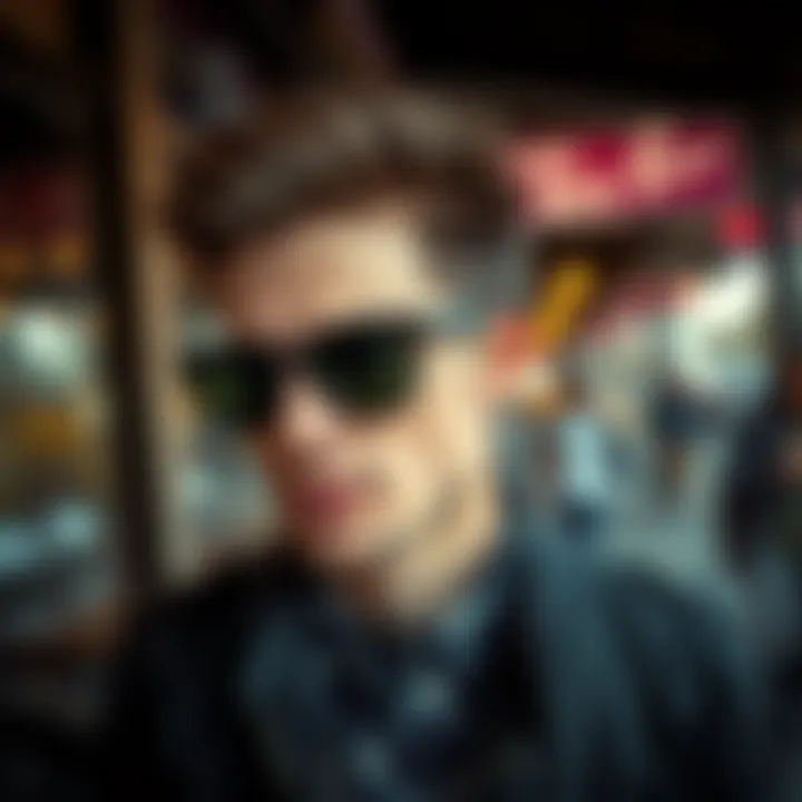Ray-Ban Oval Sunglasses as a Fashion Statement Fashionable individual wearing Ray-Ban oval sunglasses at a trendy location