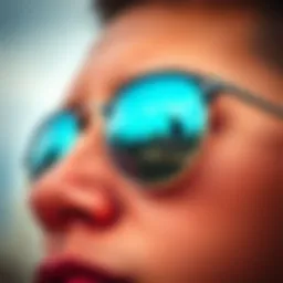 Stylish Ray-Ban oval sunglasses with reflective lenses