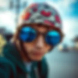 Stylish Ray-Ban round flash lenses in blue