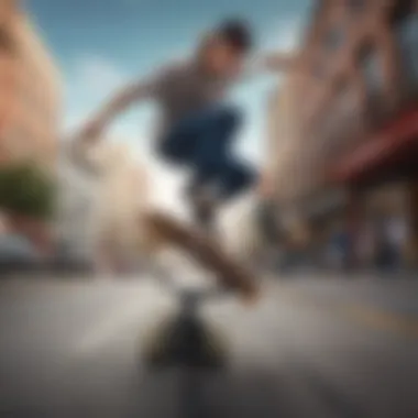 Showcasing Skills Skateboarder showcasing unique tricks