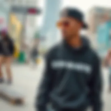 Urban Skateboarding Scene An urban skate scene with skaters in Off-White apparel