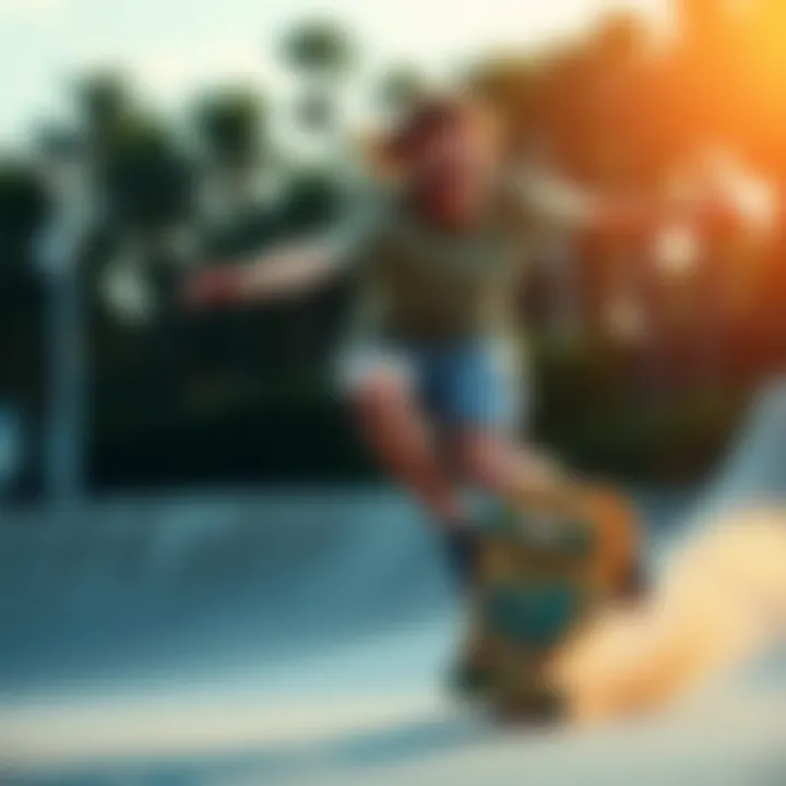 Skateboarder wearing double gradient sunglasses in action