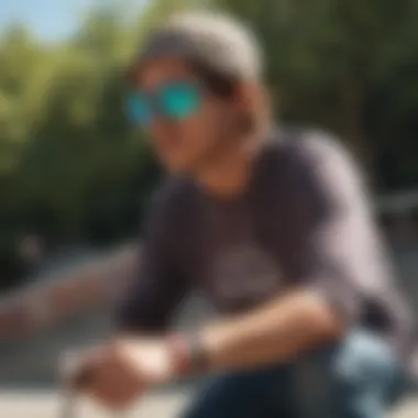 Skateboarder wearing Oakley Prizm polarized sunglasses