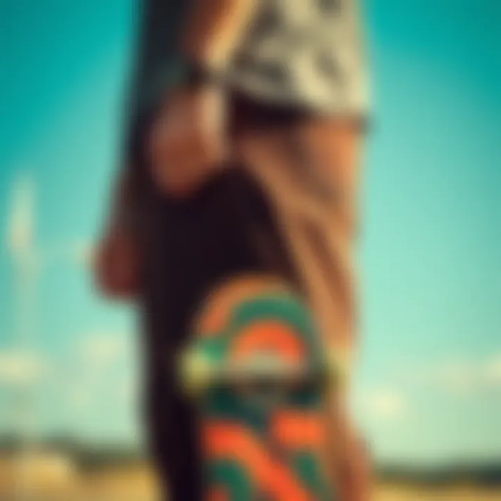 Skateboarder showcasing stash pocket functionality