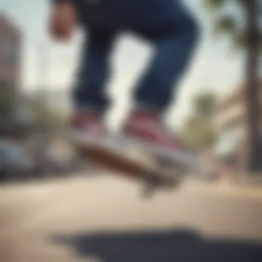 Skateboarder performing a trick wearing Vans Pro Classics