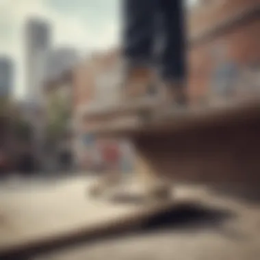 Skateboarding enthusiast wearing personalized Vans on a ramp