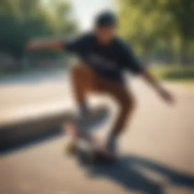 A skateboarder enjoying a ride in the park