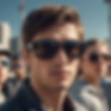 Wraparound Sunglasses as a Fashion Statement A group of skaters showcasing their wraparound sunglasses