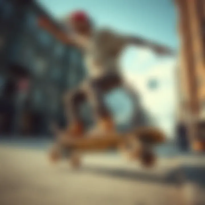 Urban Skateboarding with Spitfire 50mm Wheels Skateboarder performing a trick using Spitfire 50mm wheels in an urban setting