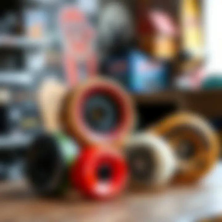 Comparison of Spitfire 50mm Wheels with Other Sizes Comparison between Spitfire 50mm wheels and alternative wheel sizes on a table