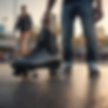 Group of skaters enjoying leisure time with Sure Grip Black Boardwalk Skates