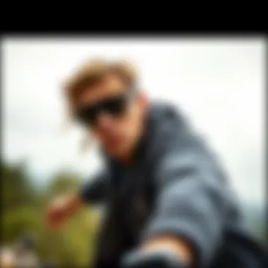 Skateboarding Icon with Oakley Sunglasses Famous skateboarder donning Oakley sunglasses in a dynamic pose