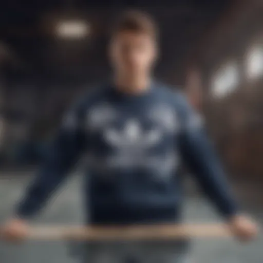 Adidas sweater showcasing its unique design in a skating environment