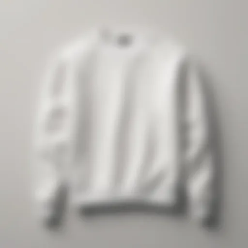 An all-white crew neck sweatshirt displayed against a minimalist backdrop.