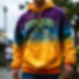 A vibrant Hypland sweatshirt showcasing unique skate-inspired graphics