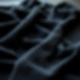 Elegant black flannel fabric draped artistically