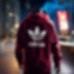 Adidas sweatshirt featured in a city skate park