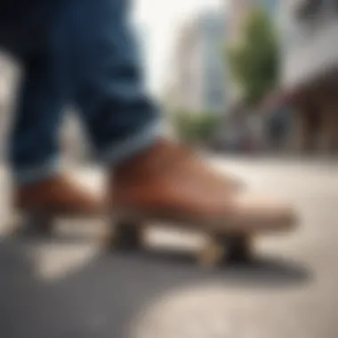 Skateboarder demonstrating foot positioning with optimal insole