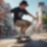 Dynamic skateboarding scene inspired by anime aesthetics