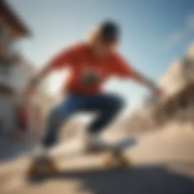 Skateboarder performing a trick while wearing heatwave sunglasses