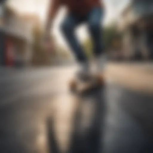 A skateboarder executing a power slide on a smooth pavement.