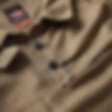 Close-up of Dickies cargo shirt fabric highlighting durability