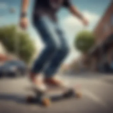 A stylish individual wearing Tripp pants in a skateboarding environment