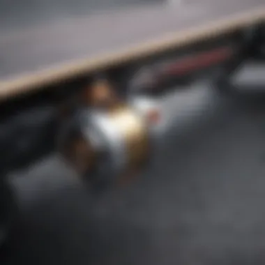 Electric Skateboard Motor Details Close-up view of an electric skateboard motor mounted on a truck
