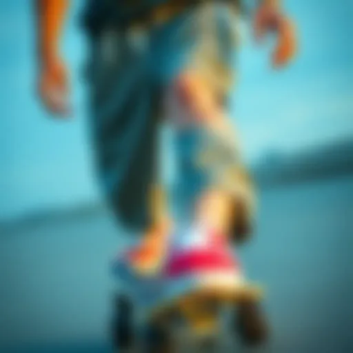 Vans nylon shorts on a skateboard