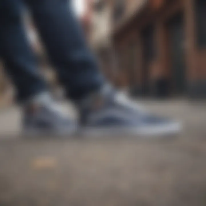 Vans Old Skool V Navy in action during a skateboarding session