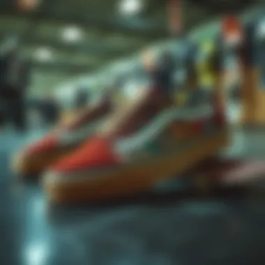 Vans Pro shoes displayed with skateboarding culture elements