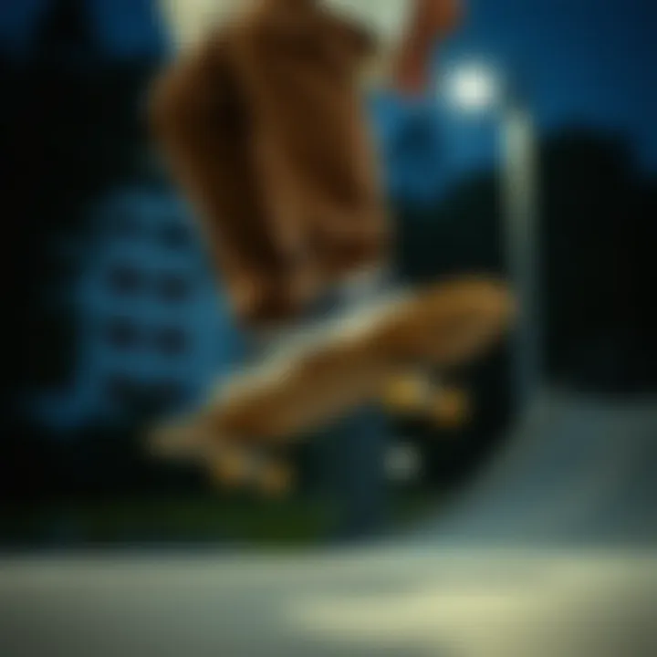 Performance of Vans Skate Style 53 on the Skateboard Vans Skate Style 53 in action during a skateboarding trick