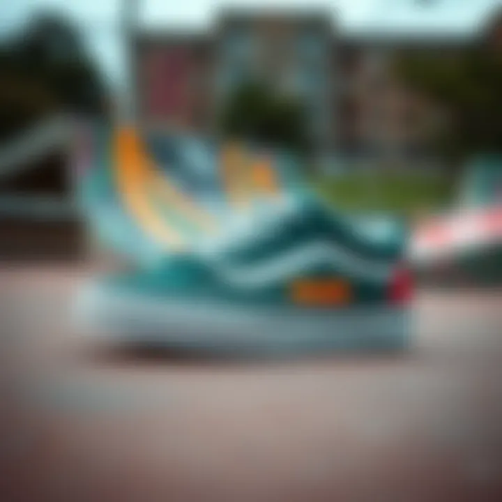 Vans Tri Color shoes showcased in an urban skate park environment