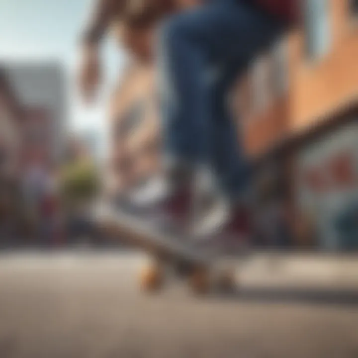 Skater performing tricks while wearing Vans Tri Tone ComfyCush