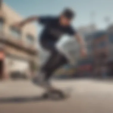 Dynamic action shot of the UltraRange Exo in motion during a skateboarding session