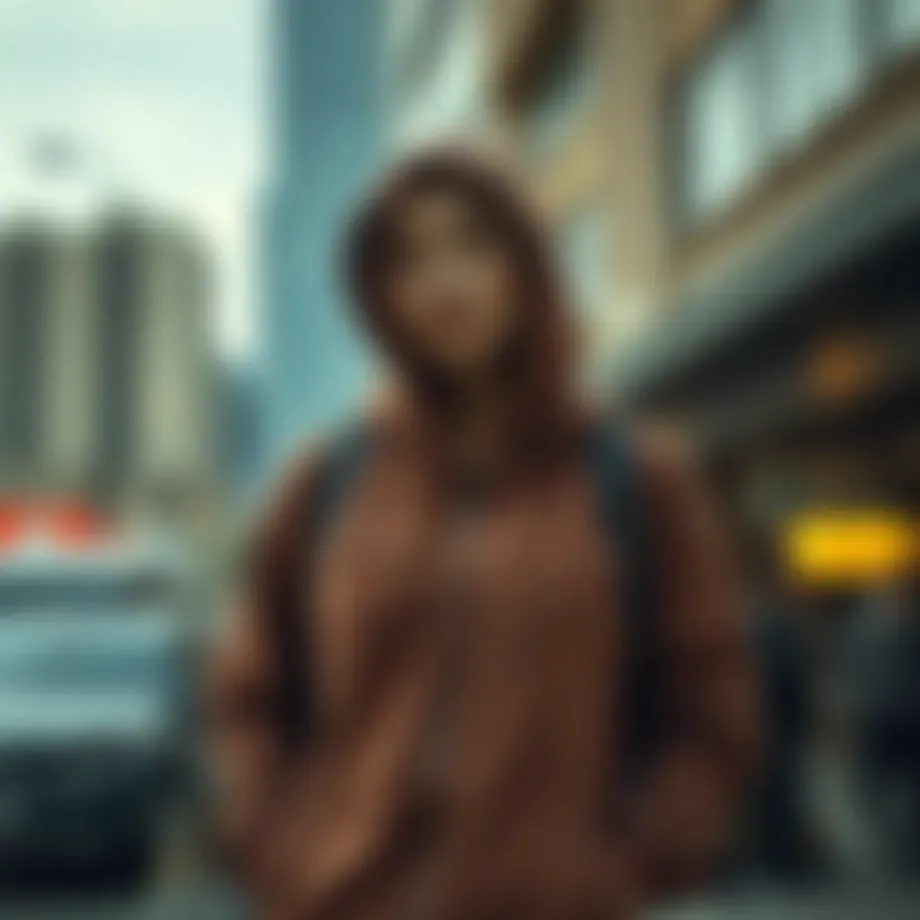 Stylish zip-up hoodie in urban setting